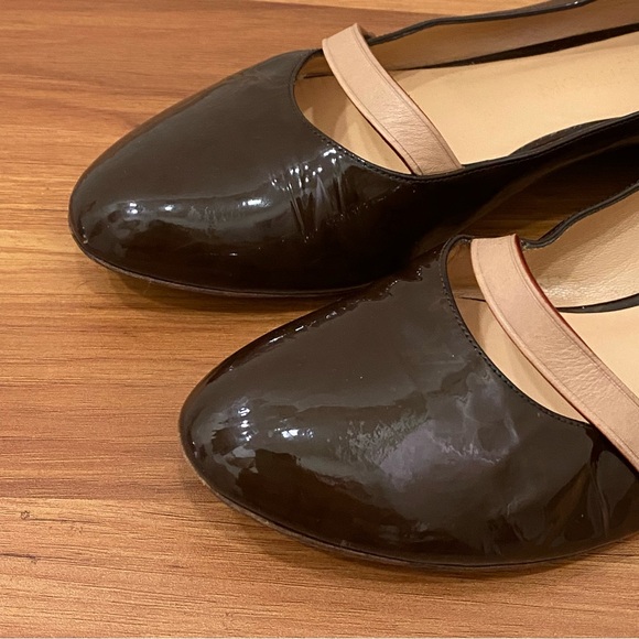 LOUIS VUITTON Brown Patent Leather Monogram Mary Jane Flats Size 37 1/2 - Picture 3 of 16